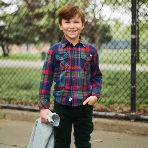 Appaman Flannels|Sweatshirts & Hoodies-Flannel Shirt Navy/CranberryPlaid