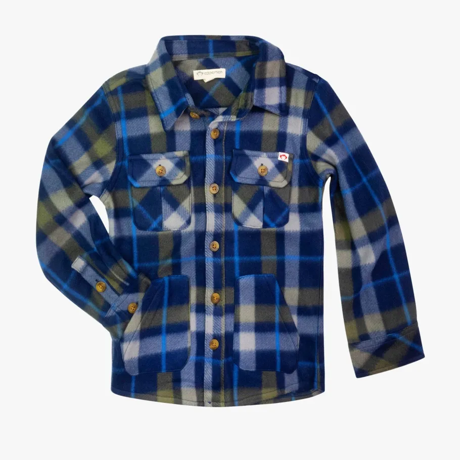 Appaman Flannels|Sweatshirts & Hoodies-Snow Fleece Shirt Olive/NavyPlaid