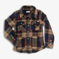 Appaman Flannels|Sweatshirts & Hoodies-Snow Fleece Shirt Navy/KhakiPlaid